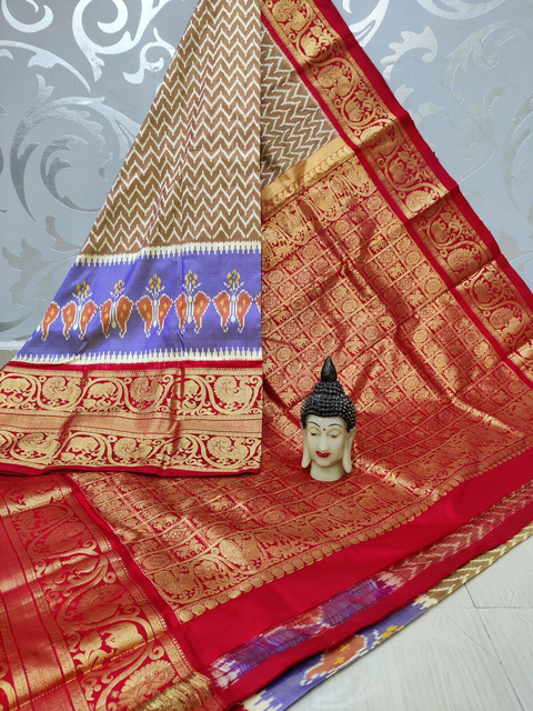 PSPHKBRS4O15FSDC21- Kanchi border Ikat silk saree