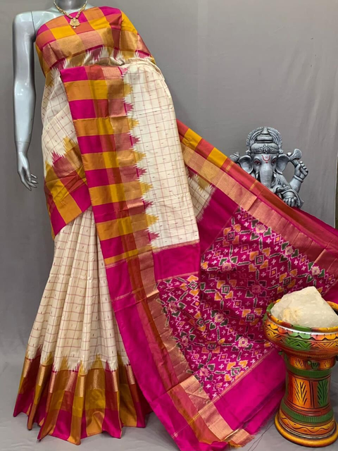 PSNTIDSS4O22BSDD13- Ikat silk saree