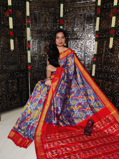 PGLNIDSS4O27ICCD12- Ikat silk saree