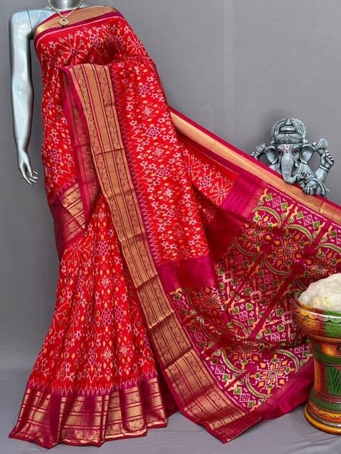 PSNTIDSS4O26CECD02- Ikat silk saree