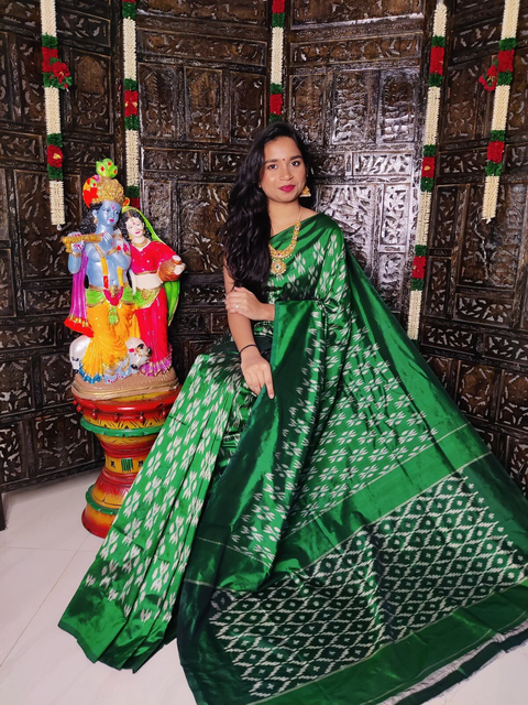 PRKSILWS4V01SZDC13- light weight Ikat silk saree