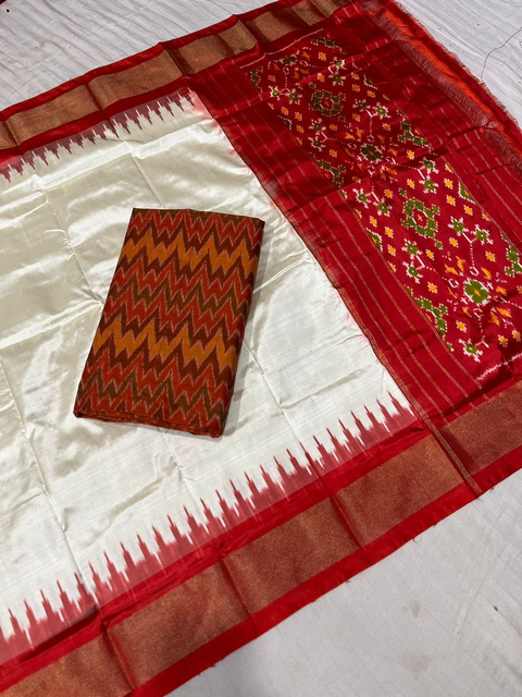 PSRRSDST4O31FSCD10- Ikat Silk dupatta with Ikat sico top