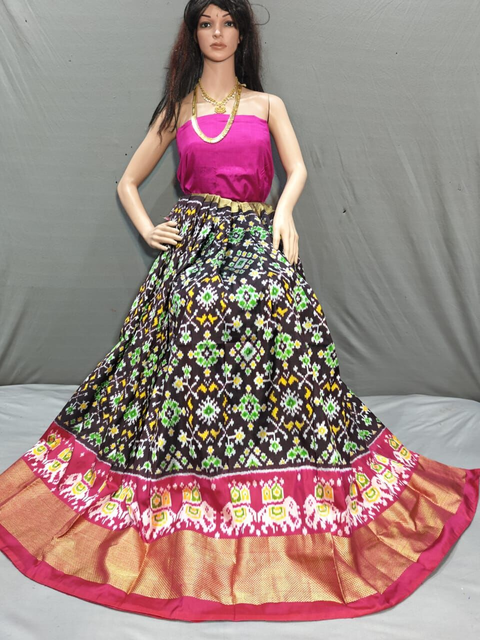 PSSIFSLG4V05SZCD16- Free Size Ikat Silk Lehenga