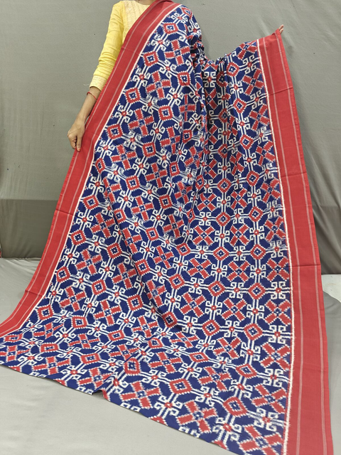 PGMRICTS4V11SBCC01- Double Ikat Teliya rumal cotton saree