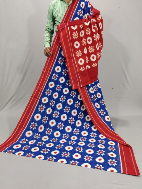 PSSIICTS4V05SBCC04- Double Ikat Teliya rumal cotton saree