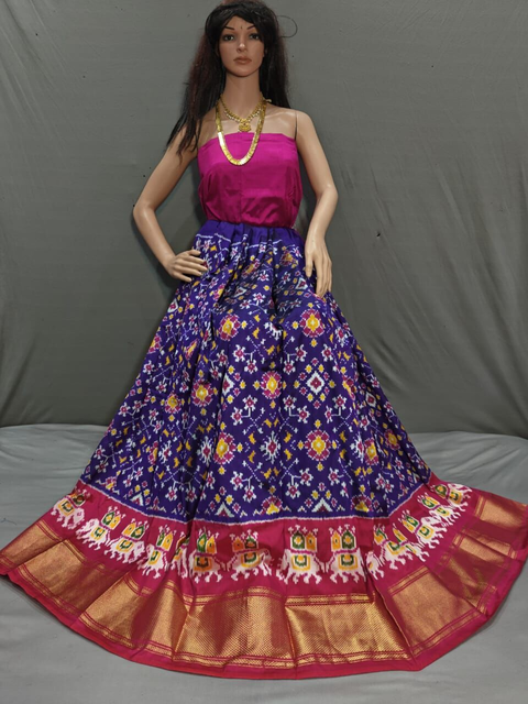 PSSIFSLG4V12SZCD66- Free Size Ikat Silk Lehenga