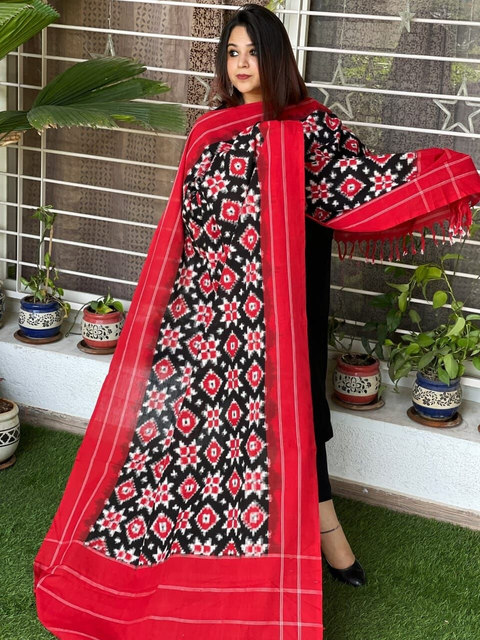 PSSIICDP4V12IBCC01- Double ikat cotton dupatta