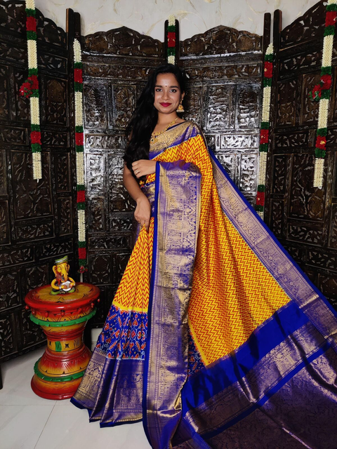 PSTHKBRS4V09FSDC06- Kanchi border Ikat silk saree