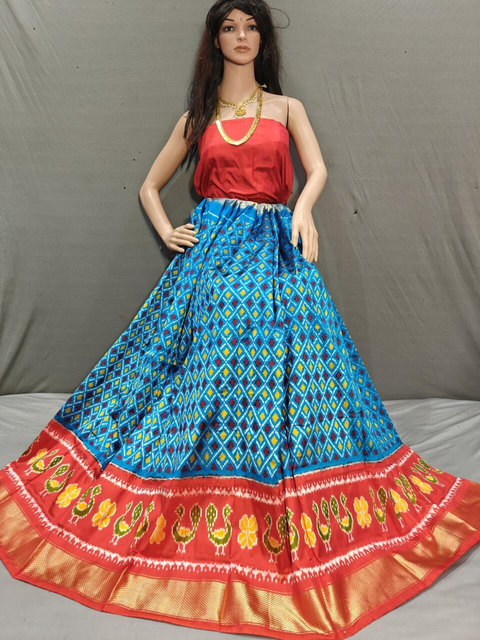 PGMRFSLG4V13SZDC25- Free Size Ikat Silk Lehenga