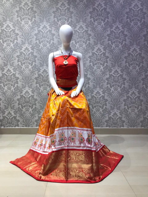 PLXHFSLG4V22BNDD07- Free Size Ikat Silk Lehenga