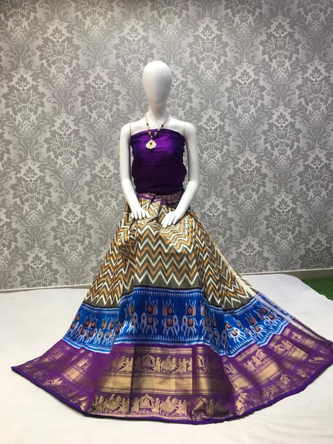 PLXHFSLG4V22BNDD08- Free Size Ikat Silk Lehenga