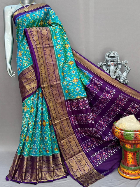 PSNTKBIP4V19DEDC02- Kanchi border Ikat silk saree