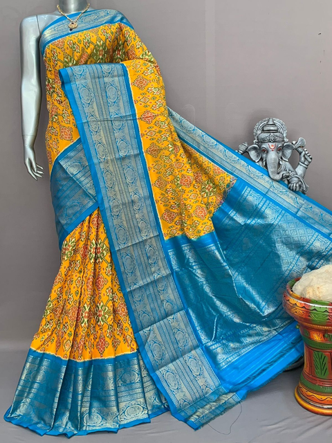 PSNTKBRS4V20FSDD04- Kanchi border Ikat silk saree