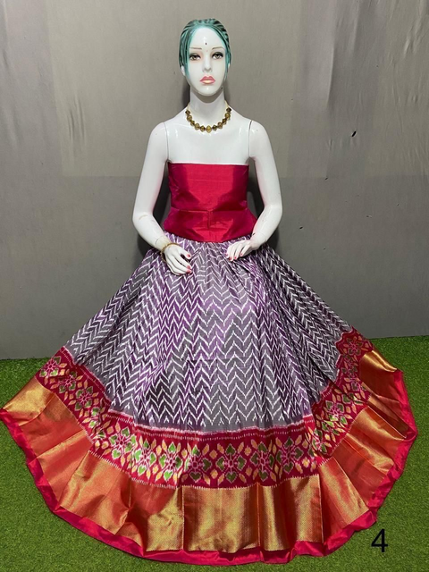 PSRGFSLG4V27SZDD52- Free Size Ikat Silk Lehenga