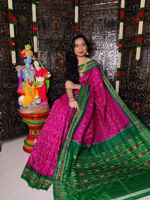 PRKSILWS4D10SZDC10- light weight Ikat silk saree