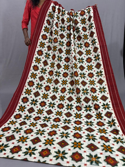 PSSIICTS4D09SBDC04- Double Ikat Teliya rumal cotton saree