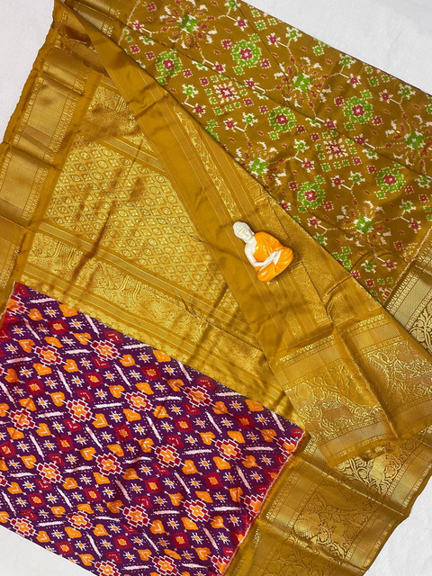 PGMRKBRS4D16FSCD07- Kanchi border Ikat silk saree