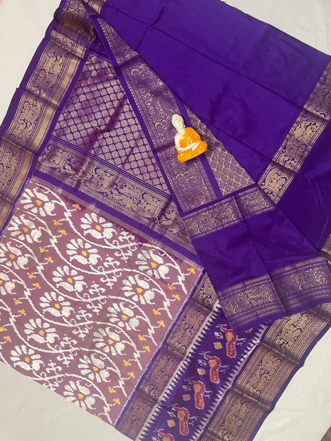 PGMRKBRS4D16FSCD17- Kanchi border Ikat silk saree