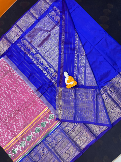 PGMRKBRS4D16FSCD35- Kanchi border Ikat silk saree