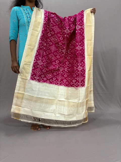 PSSIISDP4D18ECCD32- Ikat silk dupatta