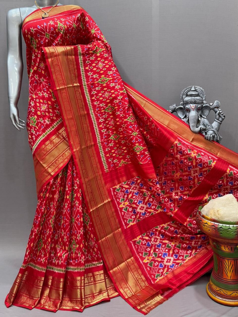 PSNTKBIP4D28CSCC01- Kanchi border Ikat silk saree