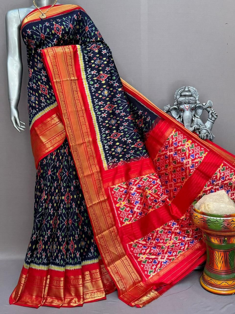 PSNTKBIP4D28CSCC09- Kanchi border Ikat silk saree