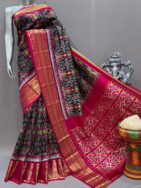 PSNTKBIP4D28CSCC11- Kanchi border Ikat silk saree