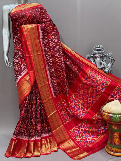 PSNTKBIP4D28CSCC12- Kanchi border Ikat silk saree