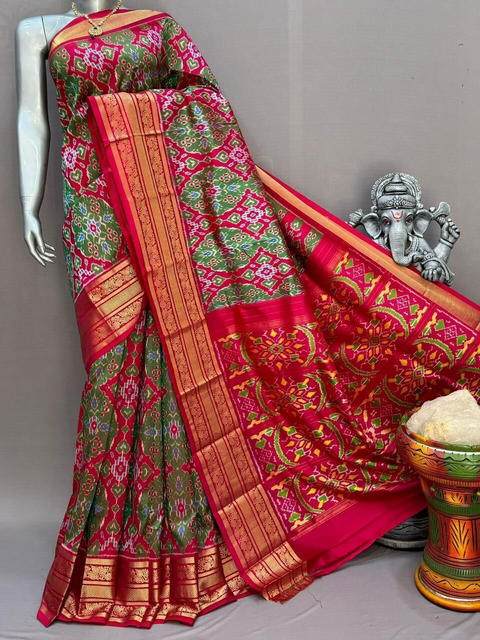 PSNTKBIP4D28CSCC20- Kanchi border Ikat silk saree