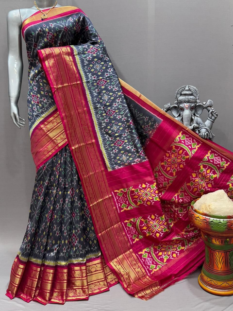 PSNTKBIP4D28CSCC21- Kanchi border Ikat silk saree