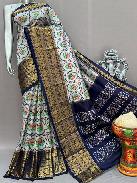 PSNTKBIP4D28CSCC22- Kanchi border Ikat silk saree