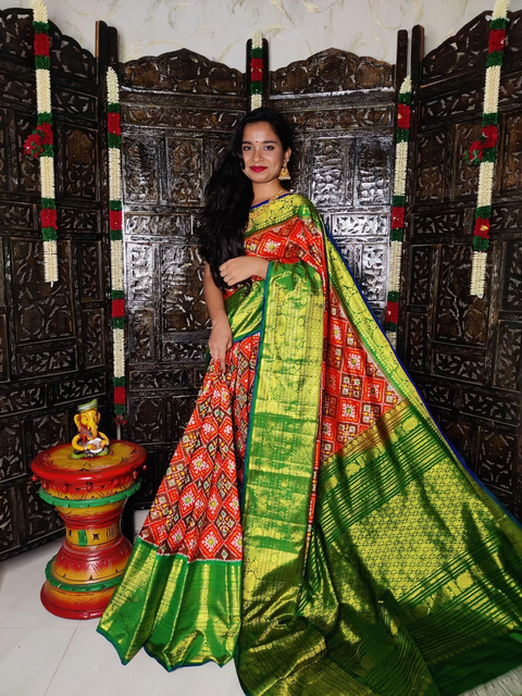 PSTHKBRS4D28FSDC14- Kanchi border Ikat silk saree