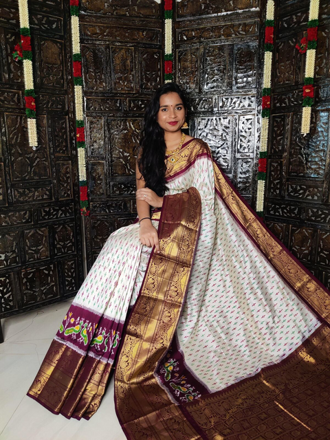 PGMRKBRS4D31FSCD56- Kanchi border Ikat silk saree