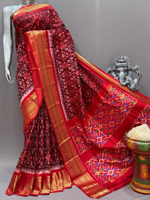 PSNTKBIP5J03CSCD07- Kanchi border Ikat silk saree