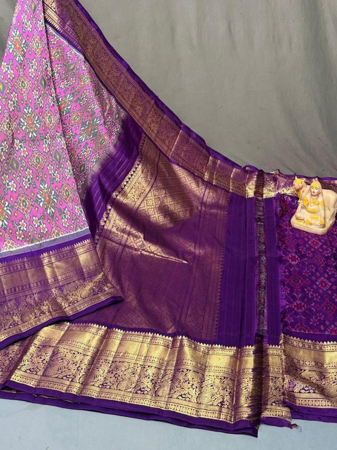 PSRGKBRS5J02FSDC19- Kanchi border Ikat silk saree