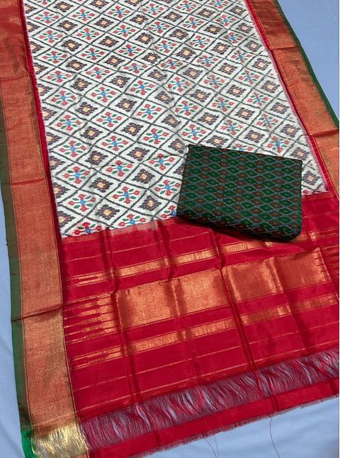 PPISSDST4V12FXCD09- Ikat Silk dupatta with Ikat sico top