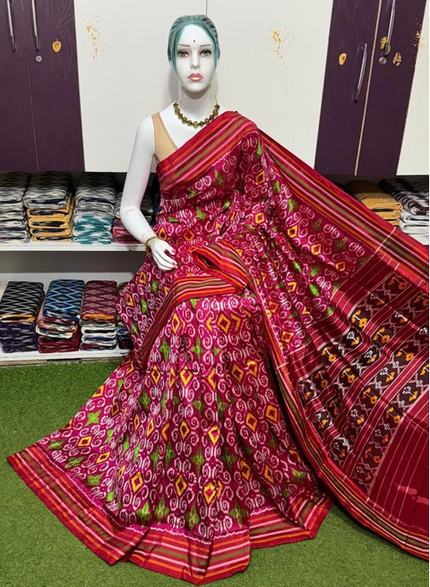 PSRGIDSS4D27BCDD07- Ikat silk saree