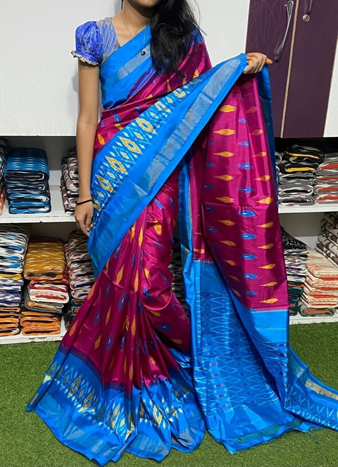 PSRGILWS4S20XDCD49- light weight Ikat silk saree