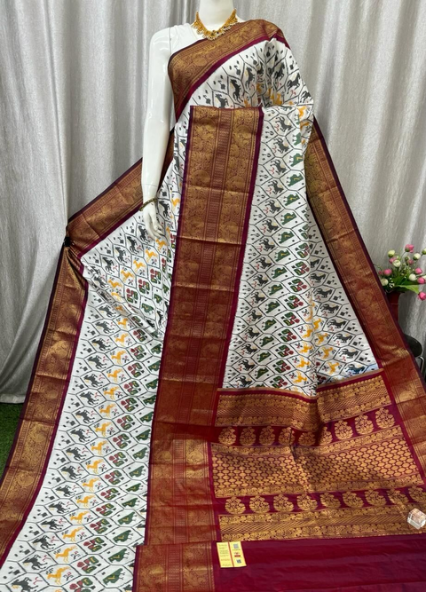 PASKKBRS4V05FSCD16- Kanchi border Ikat silk saree