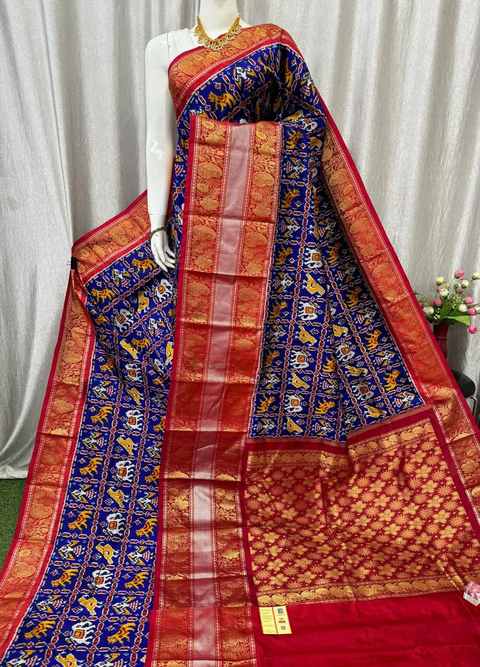 PASKKBRS4V20FSDD09- Kanchi border Ikat silk saree