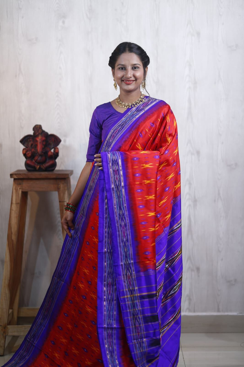 PRKSILWS4S24SICD21- light weight Ikat silk saree