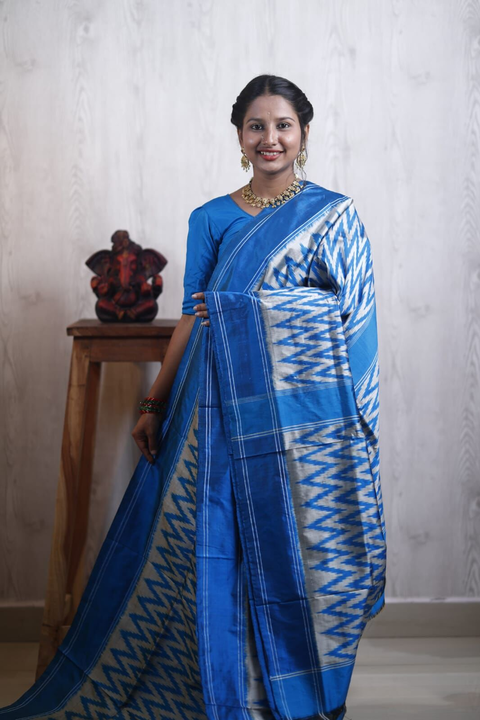 PRKSILWS4S24SZDC15- light weight Ikat silk saree