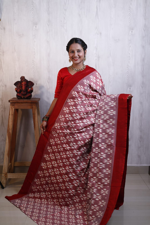 PRKSILWS4O05SZDC23- light weight Ikat silk saree