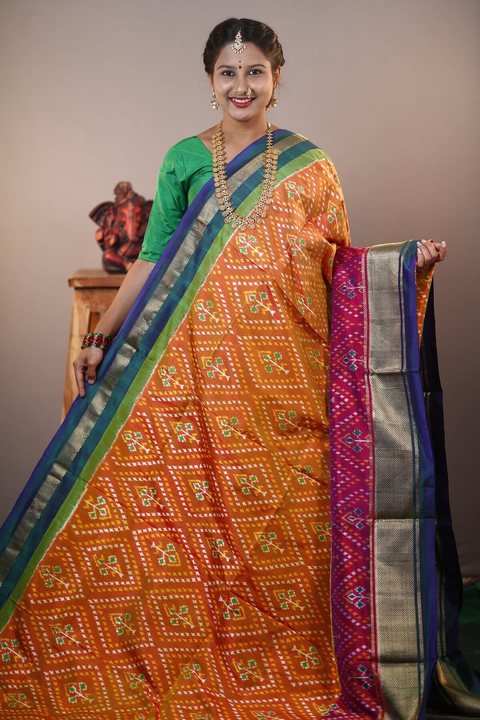 PSIHIDSS4V03BZCC07- Ikat silk saree