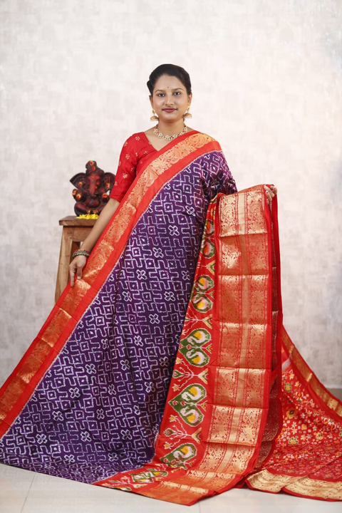 PANHKBRS4V20FZCC03- Kanchi border Ikat silk saree