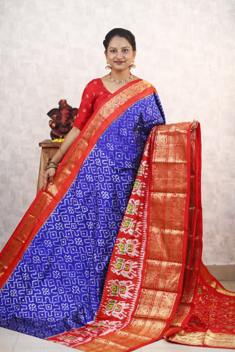 PANHKBRS4V20FZCC04- Kanchi border Ikat silk saree