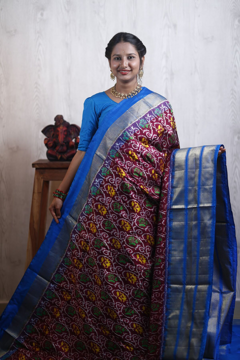 PANHIDSS4V26BNDC08- Ikat silk saree