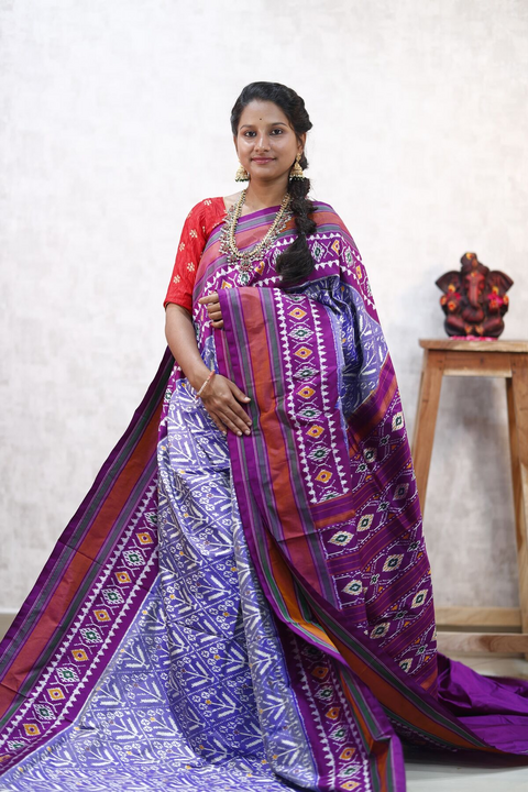 PLXHIDSS4D07BCCD10- Ikat silk saree