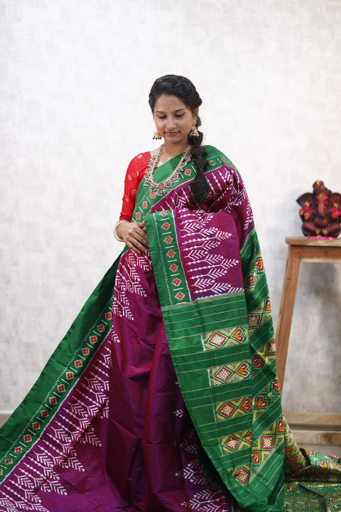 PLXHIDSS4D07BCCD11- Ikat silk saree