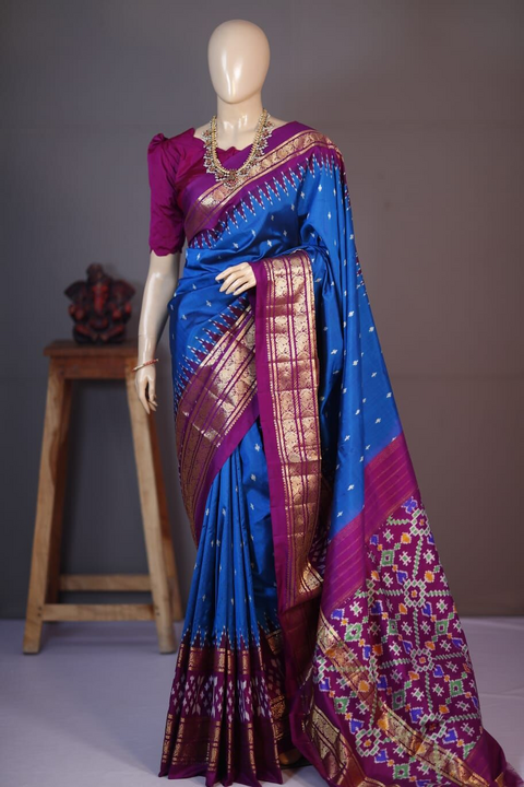 PRKSKBRS5J06DEDC06- Kanchi border Ikat silk saree